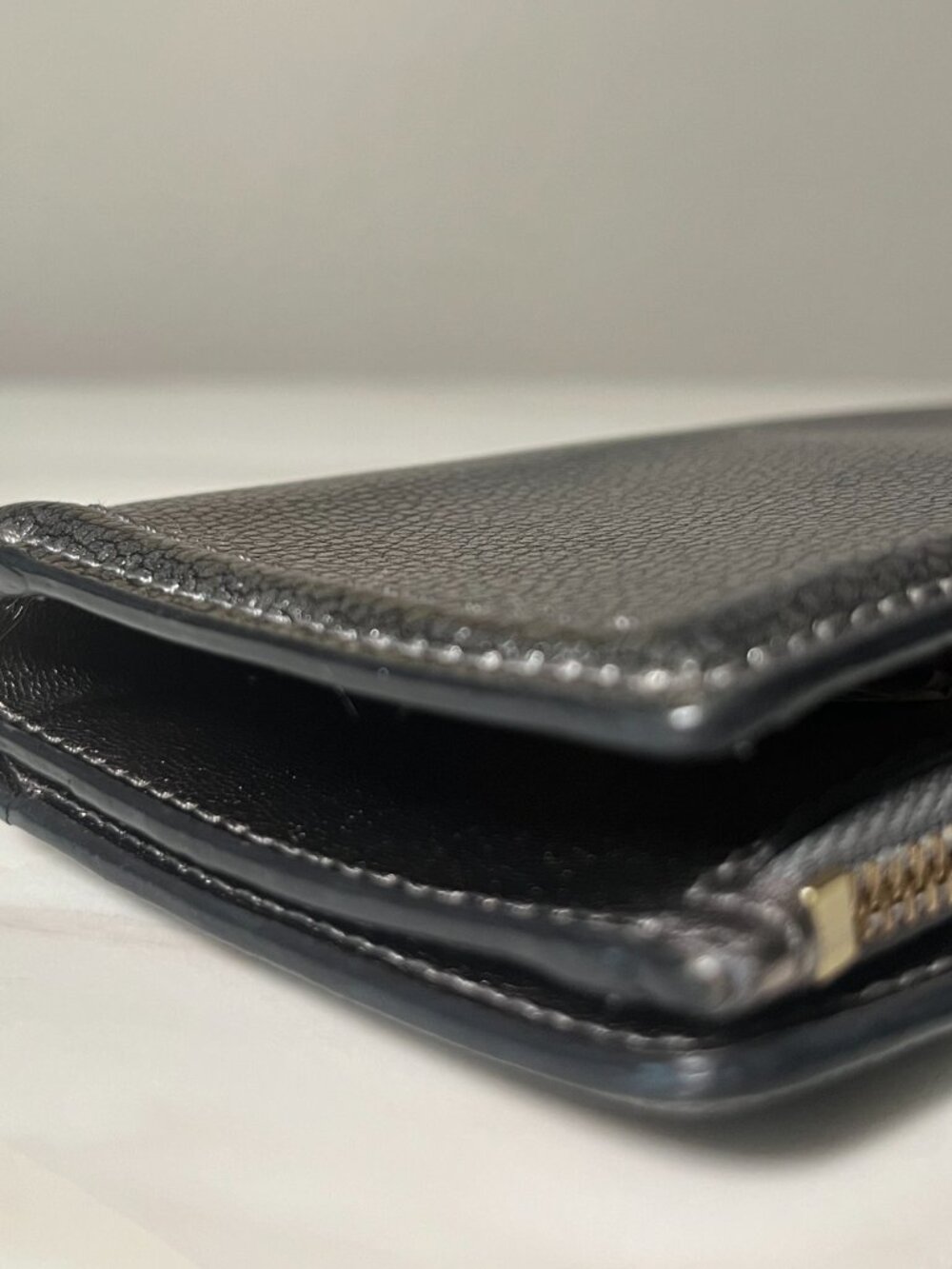 Kate Spade New York Metallic Pebbled Gunmetal Leather Wallet - Picture 9 of 10